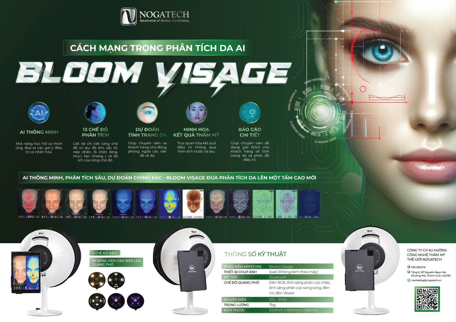 Máy phân tích da Bloom Visage: Phân tích da bằng AI đa phổ 2 Phân tích da chuyên sâu Bloom Visage AI 2026