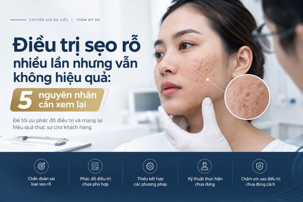 Điều trị sẹo rỗ nhiều lần nhưng vẫn không hiệu quả: 5 nguyên nhân cần xem lại 21 Điều trị sẹo rỗ nhiều lần nhưng vẫn không hiệu quả 5 nguyên nhân cần xem lại
